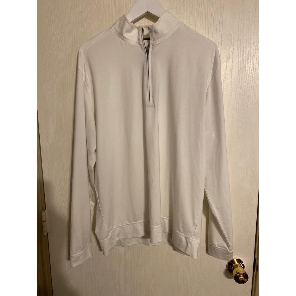 Johnnie-O Vaughn Mens White Quarter Zip Pullover Performance Top JMKO1890 L 0203